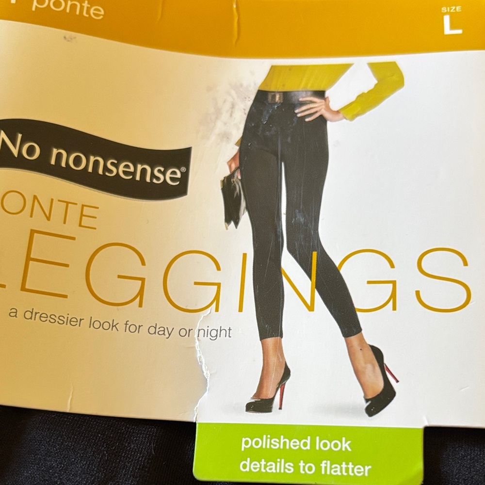 Leggings ponte womens new size L No Nonsense 74% polyester 22% rayon 4%spandex